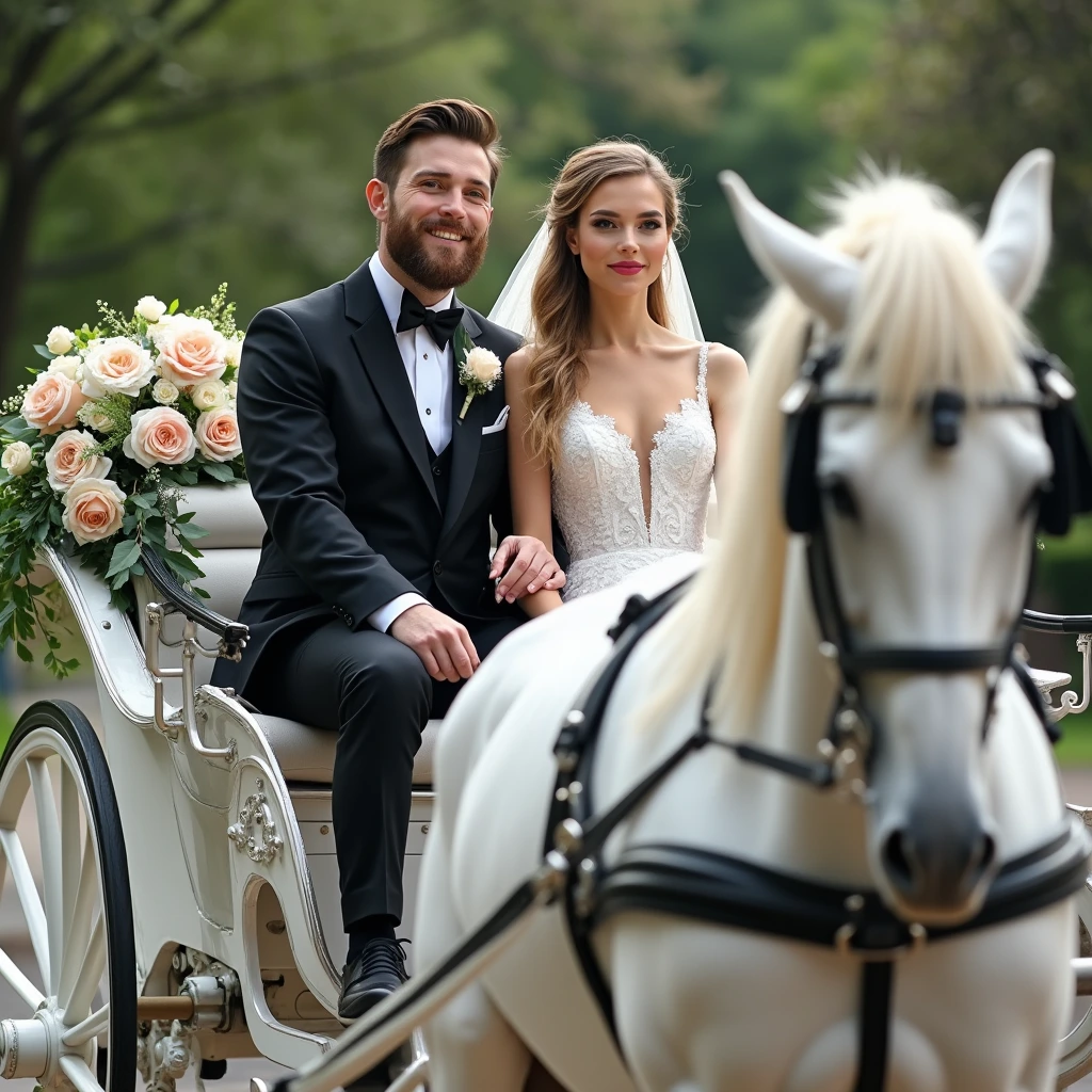 Horse Carriage Rental Wedding Couple Photo-op